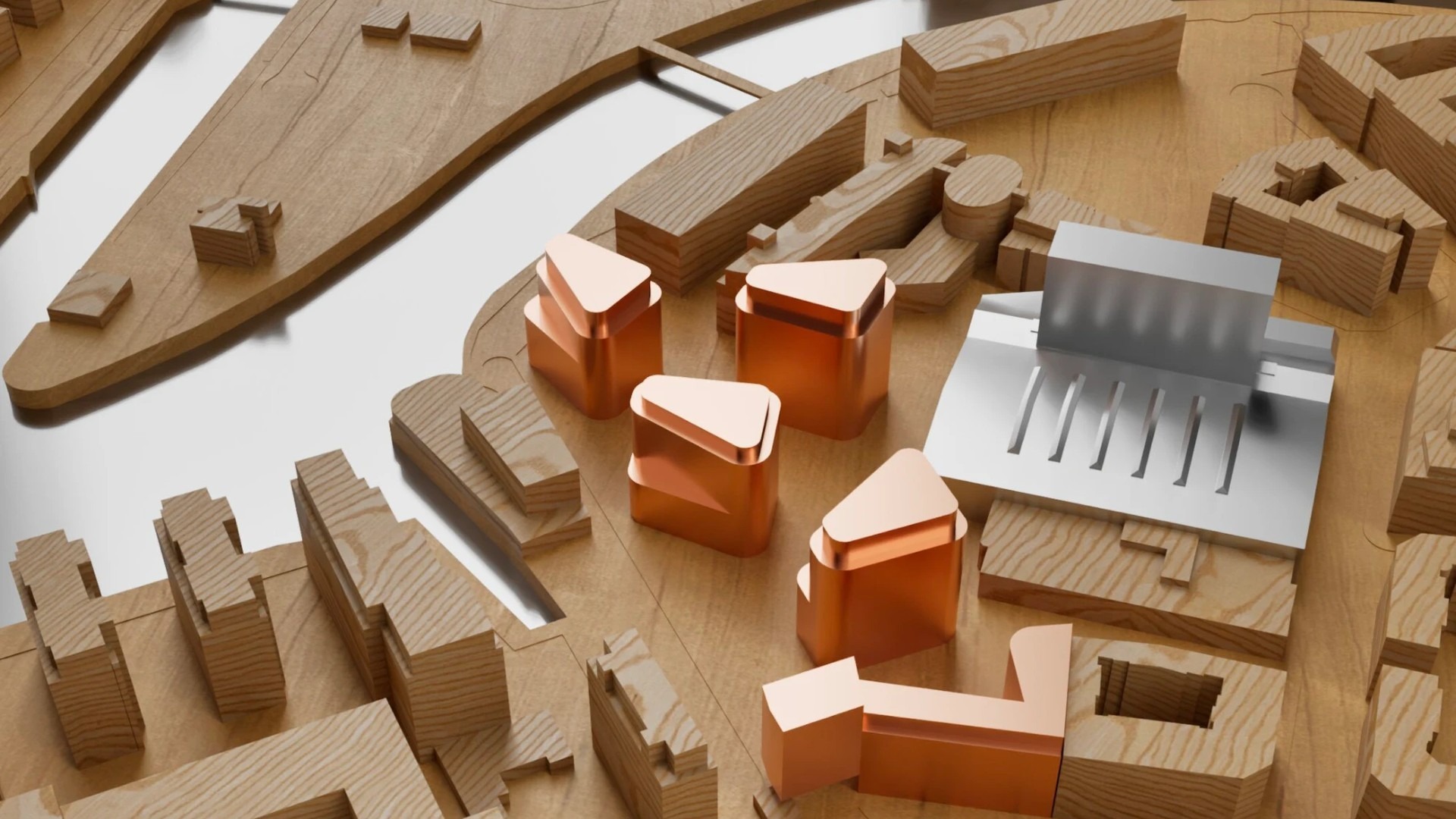 Base case, the architect&rsquo;s massing study with the hotel on the hall